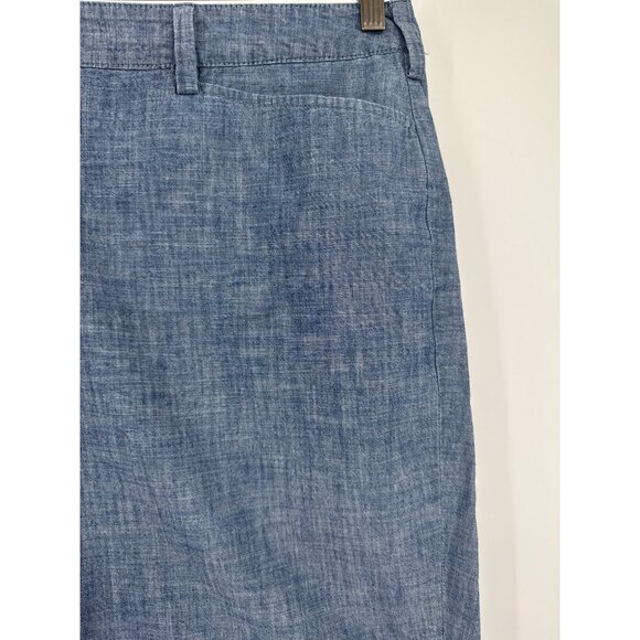 Lands End Womens Mid Rise Chambray Shorts Size 24W plus Cotton  Blue - Picture 2 of 5